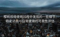 樱桃视频使用过程中发现的一些细节：稳定访问与日常使用的可靠性评估