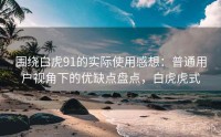 围绕白虎91的实际使用感想：普通用户视角下的优缺点盘点，白虎虎式