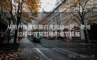 从用户角度聊聊白虎网站一区：使用过程中容易忽略的细节提醒